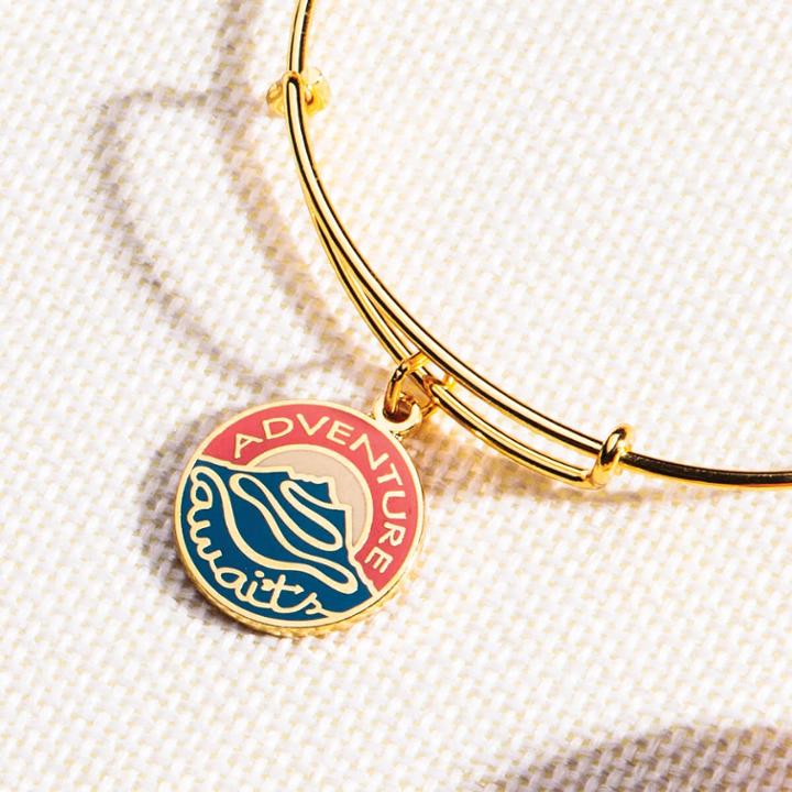 Alex And Ani Adventure Awaits Charm Bangle, Shiny Gold Finish