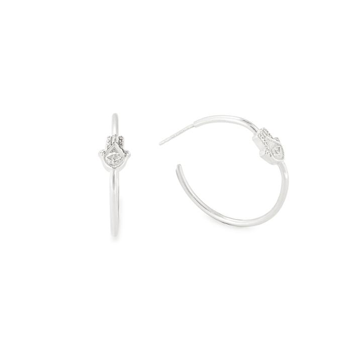Alex And Ani Hand Of Fatima Earrings, Sterling Silver