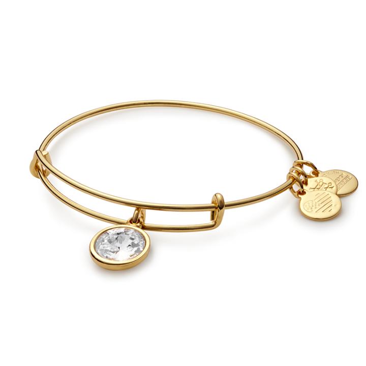 Alex And Ani April Birth Month Charm Bangle With Swarovski  Crystal, Shiny Gold Finish