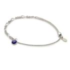 Alex And Ani Evil Eye Oval Figaro Pull Chain Bracelet, Sterling Silver