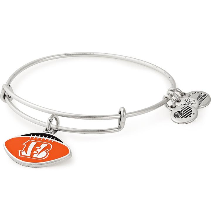 Alex And Ani Cincinnati Bengals Football Color Infusion Charm Bangle, Rafaelian Silver Finish