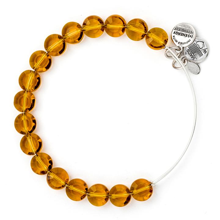 Alex And Ani Dark Topaz Luxe Bead Bangle, Shiny Silver Finish