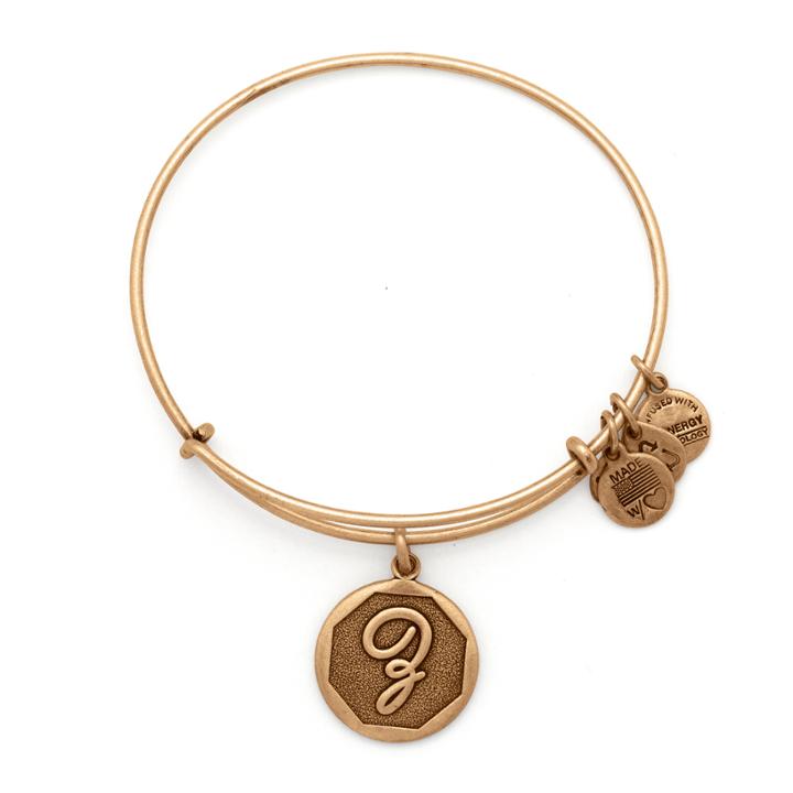 Alex And Ani Initial Z Charm Bangle, Rafaelian Gold Finish