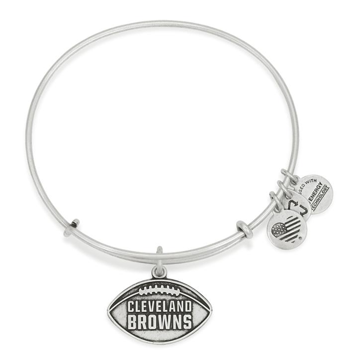 Alex And Ani Cleveland Browns Football Charm Bangle, Rafaelian Silver Finish