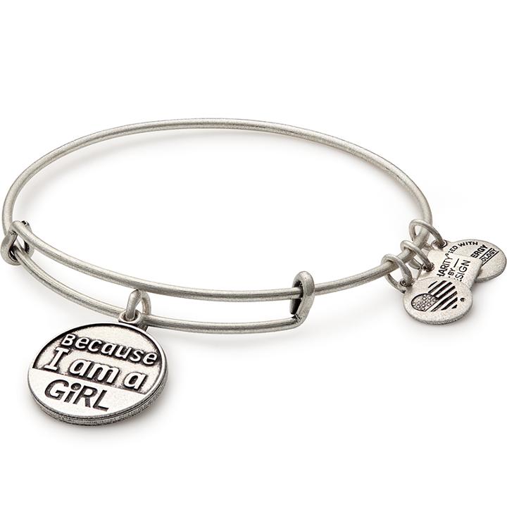 Alex And Ani Because I Am A Girl Charm Bangle Plan International, Rafaelian Silver Finish