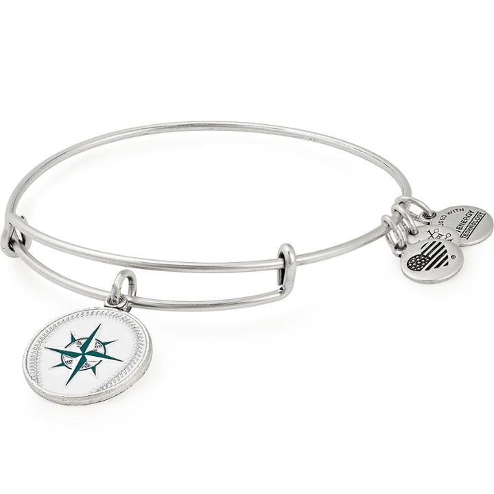 Alex And Ani Seattle Mariners Color Infusion Charm Bangle, Rafaelian Silver Finish