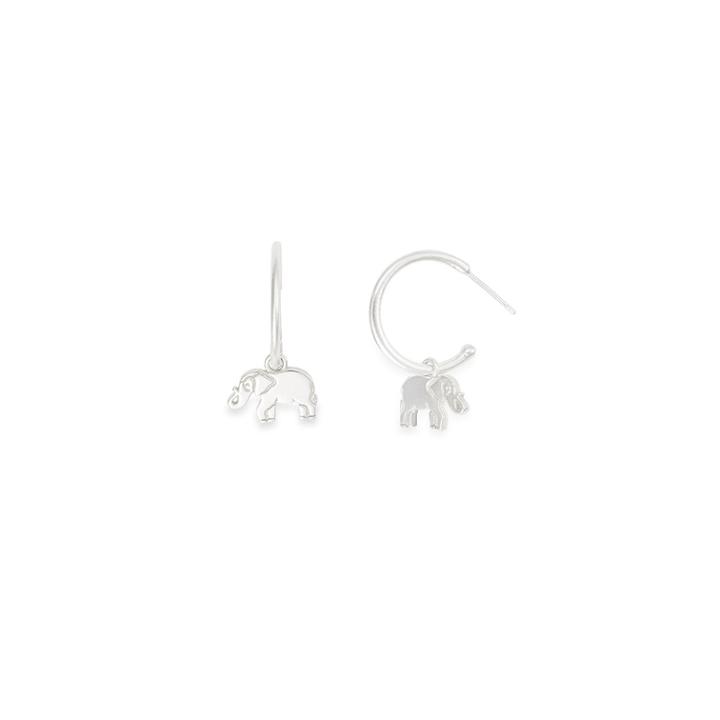 Alex And Ani Elephant Hoop Earrings, Sterling Silver