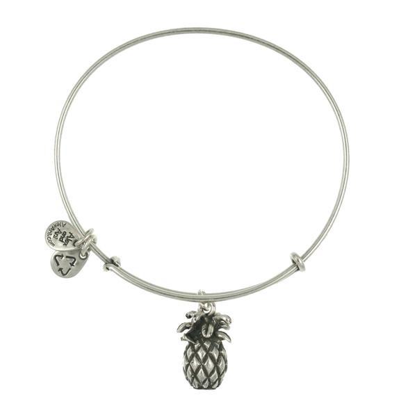 Alex And Ani Pineapple Charm Bangle, Rafaelian Silver Finish