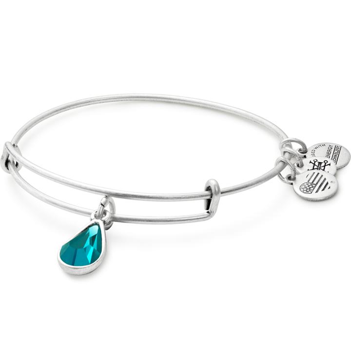 Alex And Ani December Birth Month Charm Bangle With Swarovski® Crystal, Rafaelian Silver Finish