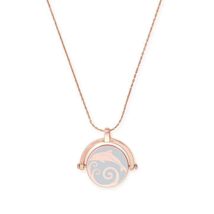 Alex And Ani Dolphin & Sand Dollar Color Infusion Expandable Necklace, Shiny Rose Gold Finish