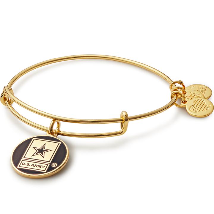 Alex And Ani U.s. Army  Charm Bangle, Shiny Gold Finish