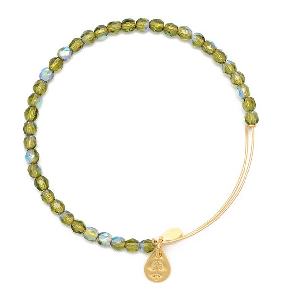 Alex And Ani Moss Rock Candy Beaded Bangle, Shiny Gold Finish