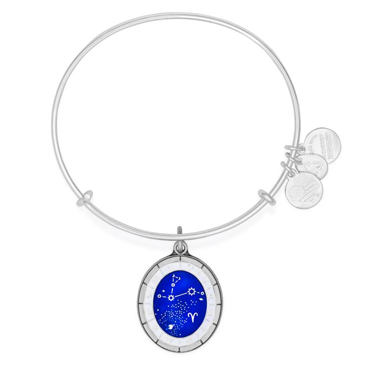 Alex And Ani Aries Celestial Wheel Charm Bangle, Shiny Silver Finish