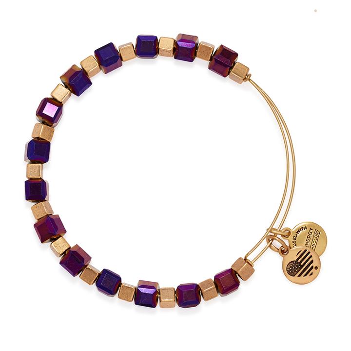 Alex And Ani Mulberry Trailblazer Beaded Bangle, Rafaelian Gold Finish