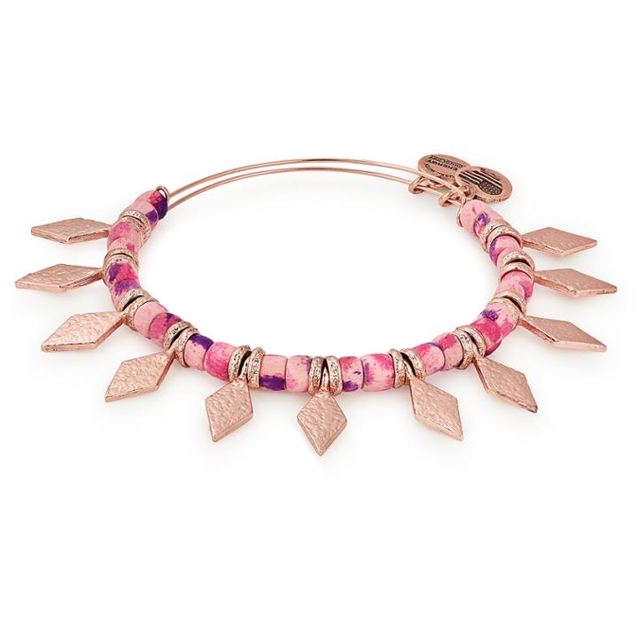 Alex And Ani Coral Spearhead Beaded Bangle, Shiny Rose Gold Finish