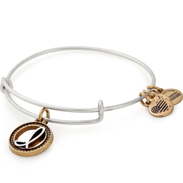 Alex And Ani Initial I Two Tone Charm Bangle, Rafaelian Silver Finish