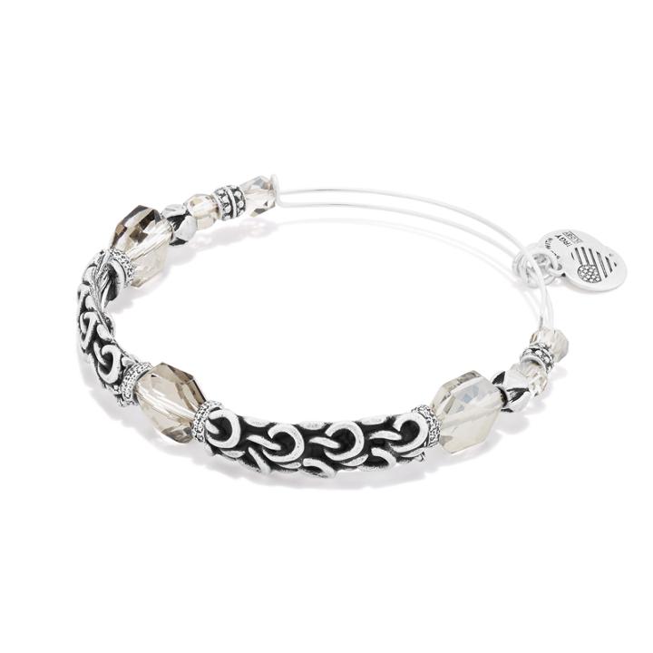 Alex And Ani Winter Solace Enchanted Beaded Bangle, Rafaelian Silver Finish