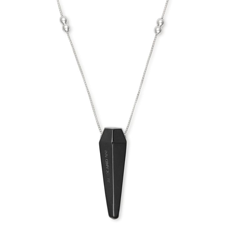 Alex And Ani Obsidian Pendulum Necklace, Sterling Silver