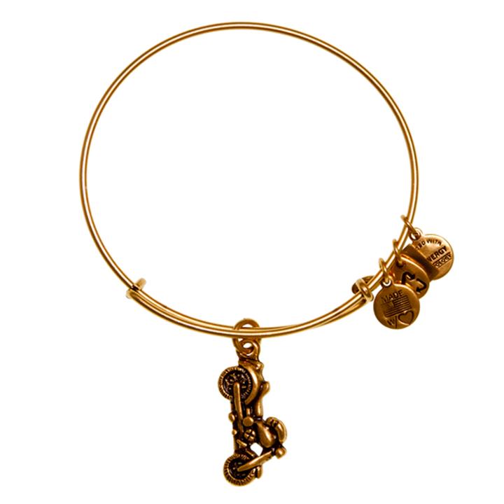 Alex And Ani Motorcycle Charm Bangle, Rafaelian Gold Finish
