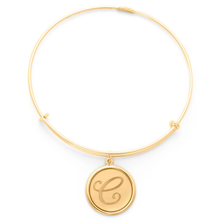 Alex And Ani Precious Initial C Charm Bangle, 14kt Gold Filled