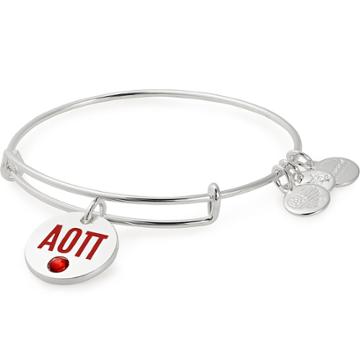 Alex And Ani Alpha Omicron Pi Color Infusion Charm Bangle, Shiny Silver Finish