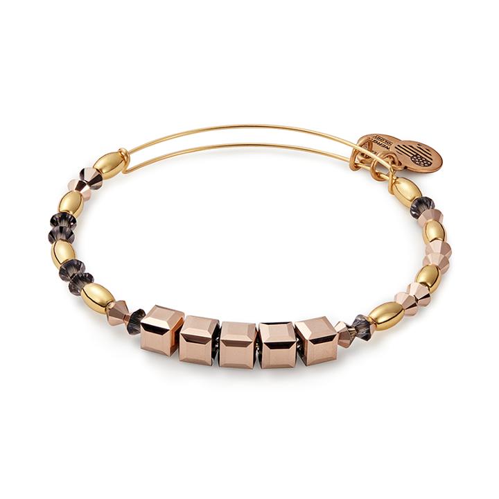 Alex And Ani Crown Beaded Bangle With Swarovski  Crystals, Shiny Gold Finish