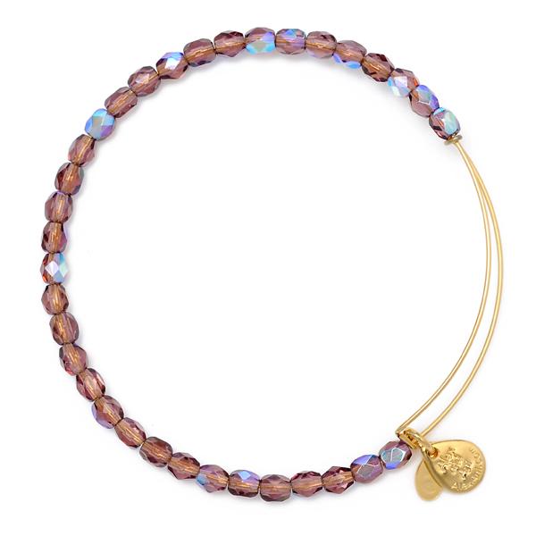 Alex And Ani Amethyst Rock Candy Beaded Bangle, Shiny Gold Finish