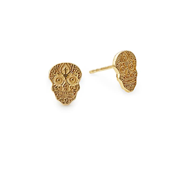 Alex And Ani Calavera Post Earrings, 14kt Gold Plated Sterling Silver