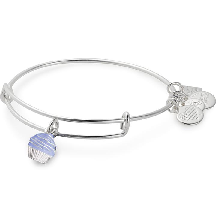 Alex And Ani Cupcake Charm Bangle | Race To Erase Ms, Shiny Silver Finish