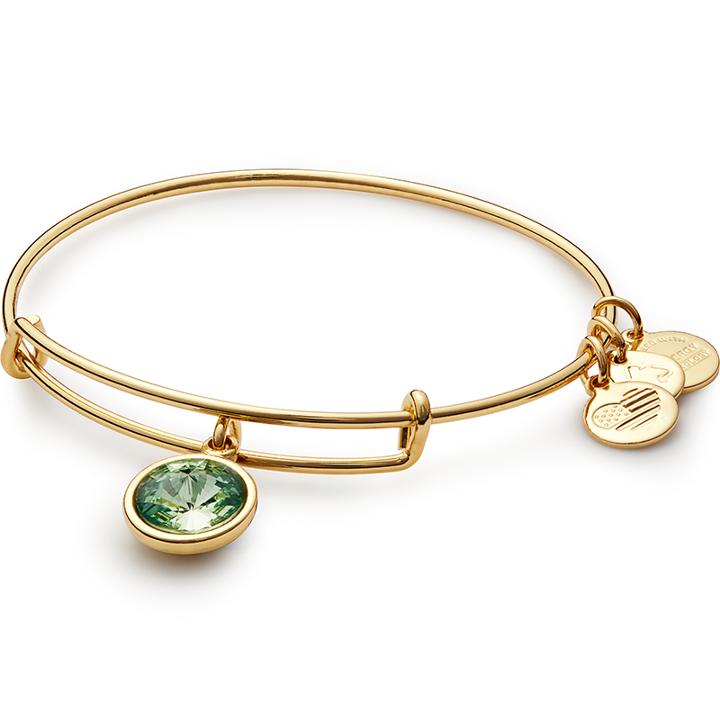 Alex And Ani August Birth Month Charm Bangle With Swarovski  Crystal, Shiny Gold Finish
