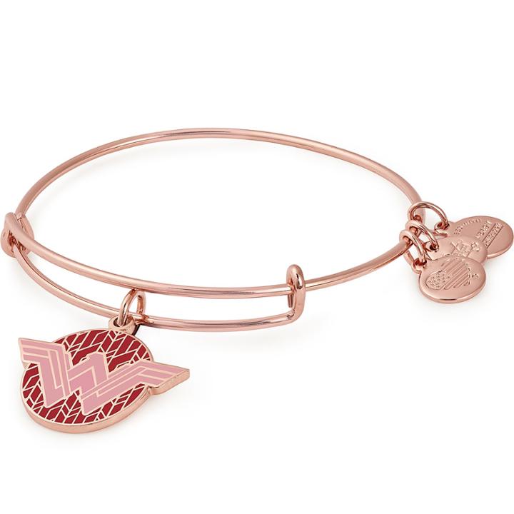 Alex And Ani Wonder Woman Color Infusion Charm Bangle, Shiny Rose Gold Finish