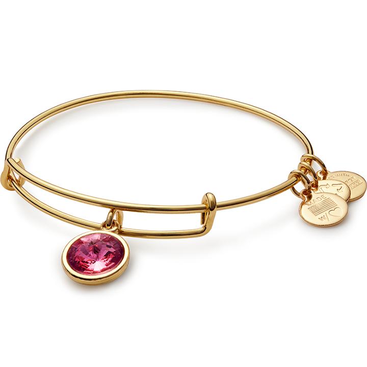 Alex And Ani October Birth Month Charm Bangle With Swarovski® Crystal, Shiny Gold Finish