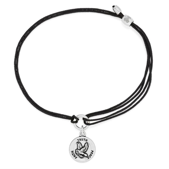 Alex And Ani Sacred Dove Pull Cord Bracelet, Rafaelian Silver Finish