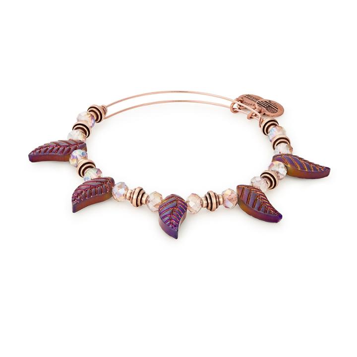Alex And Ani Dark Orchid Guru Beaded Bangle, Rafaelian Rose Gold Finish