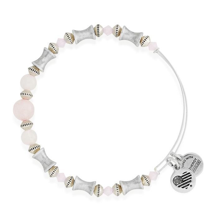 Alex And Ani Rose Quartz Beaded Bangle, Rafaelian Silver Finish