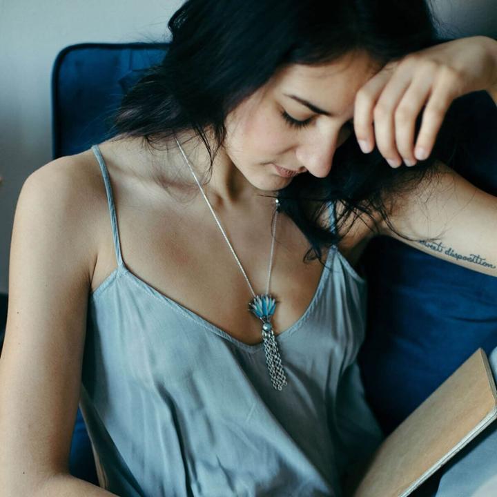 Alex And Ani Large Blue Lotus Expandable Necklace, Rafaelian Silver Finish