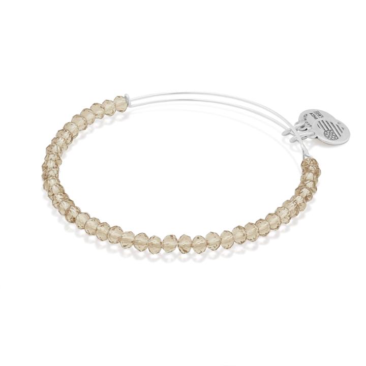 Alex And Ani Crescent Moon Brilliance Beaded Bangle, Shiny Silver Finish