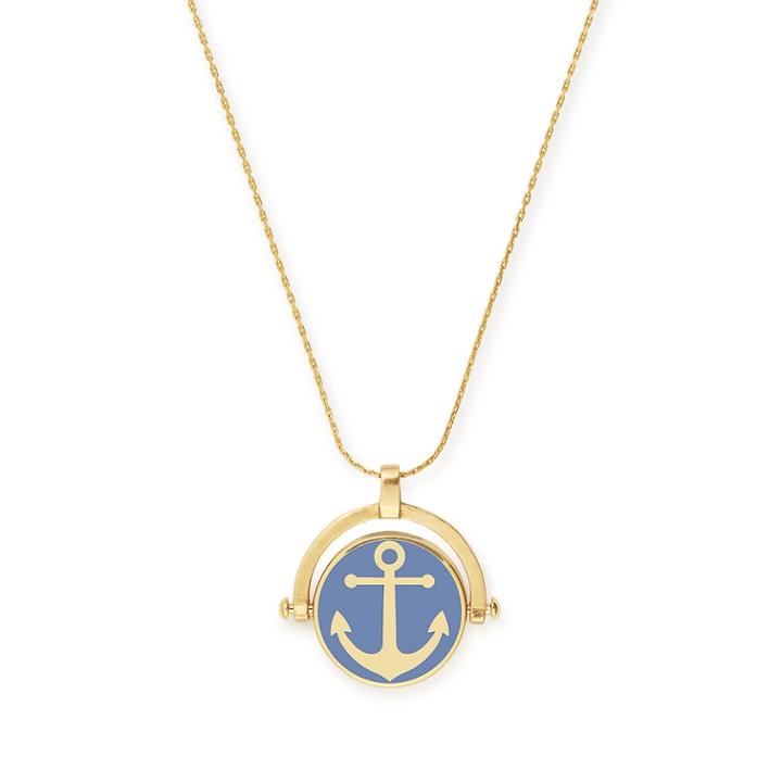 Alex And Ani Anchor & Shell Color Infusion Expandable Necklace, Shiny Gold Finish