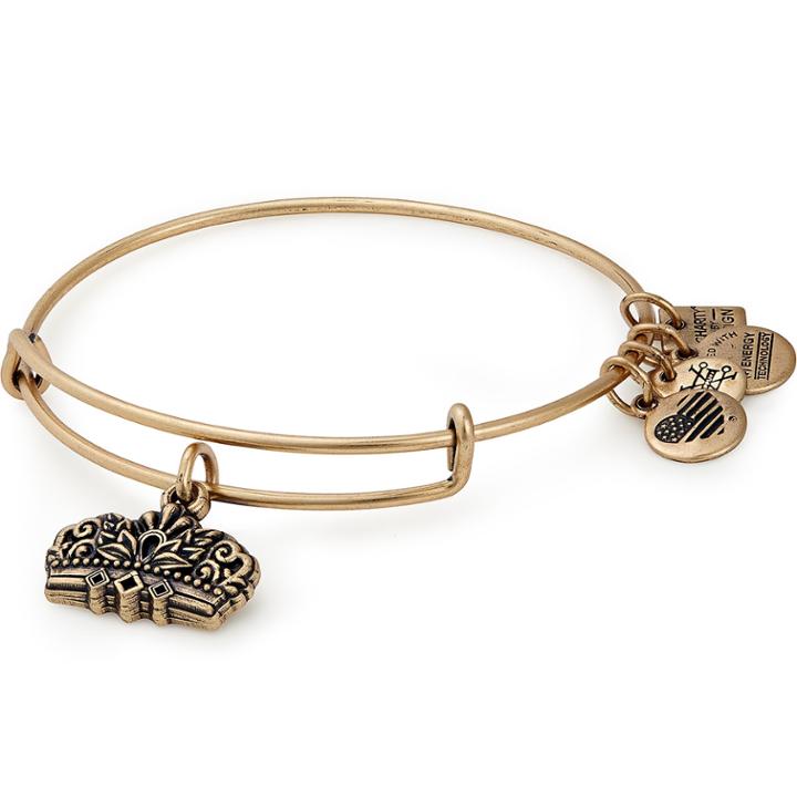 Alex And Ani Queen's Crown Charm Bangle Girls On The Run, Rafaelian Gold Finish