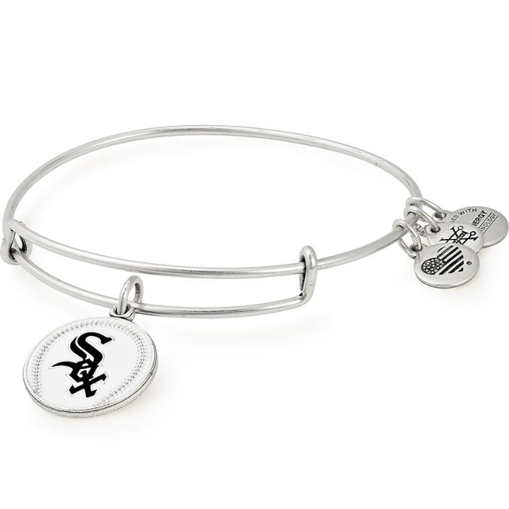 Alex And Ani Chicago White Sox Color Infusion Charm Bangle, Rafaelian Silver Finish
