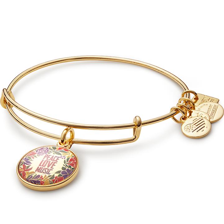 Alex And Ani Peace Love Music Charm Bangle Vh1 Save The Music Foundation, Shiny Gold Finish