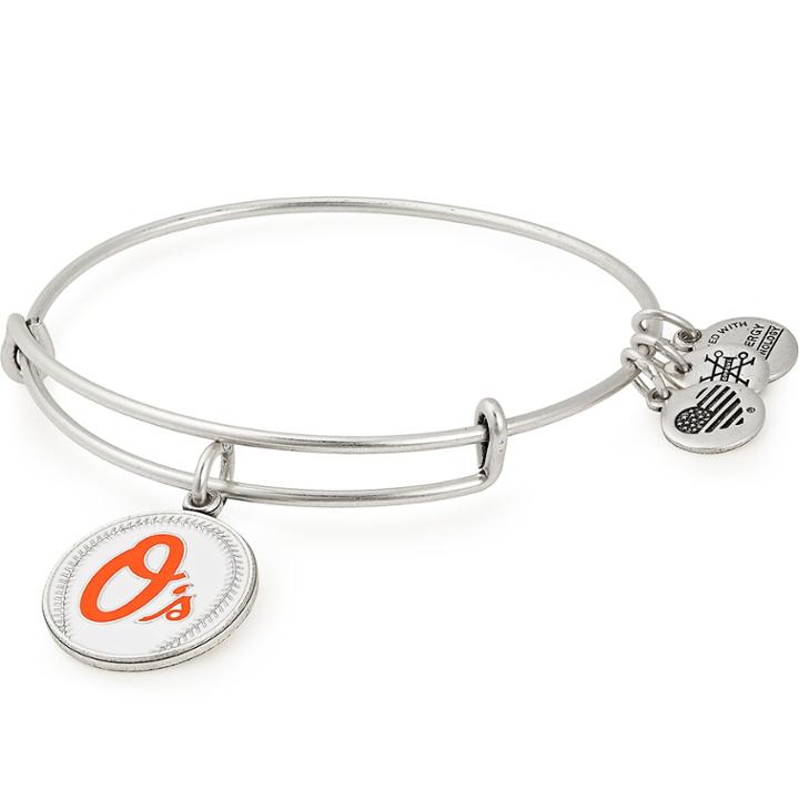 Alex And Ani Baltimore Orioles Color Infusion Charm Bangle, Rafaelian Silver Finish