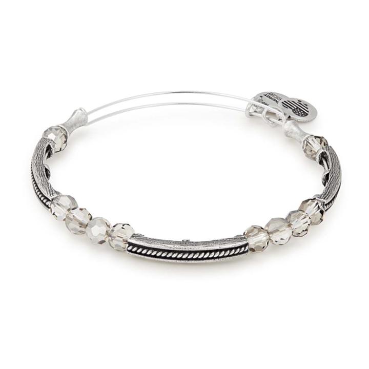 Alex And Ani Moon Glacial Beaded Bangle, Rafaelian Silver Finish