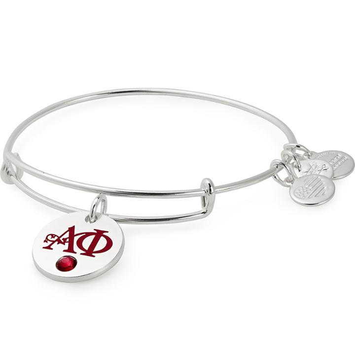Alex And Ani Alpha Phi Color Infusion Charm Bangle, Shiny Silver Finish