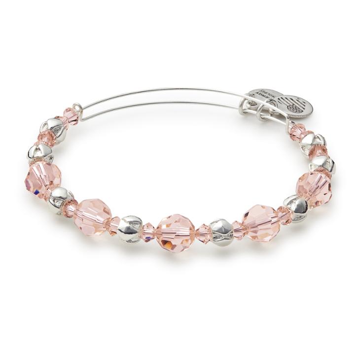 Alex And Ani Blush Beaded Bangle With Swarovski® Crystals, Shiny Silver Finish