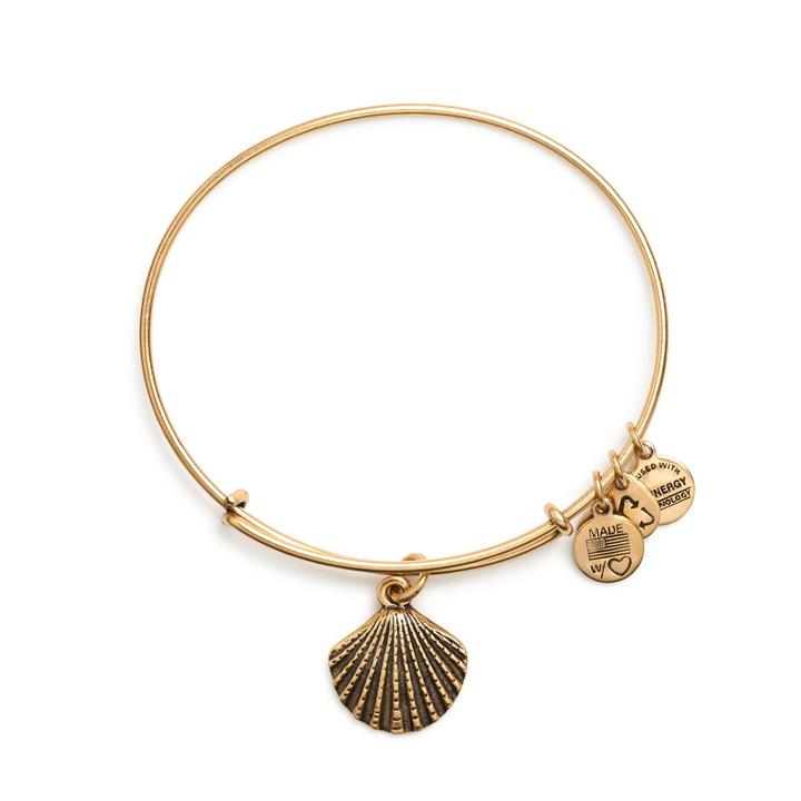 Alex And Ani Sea Shell Charm Bangle, Rafaelian Gold Finish