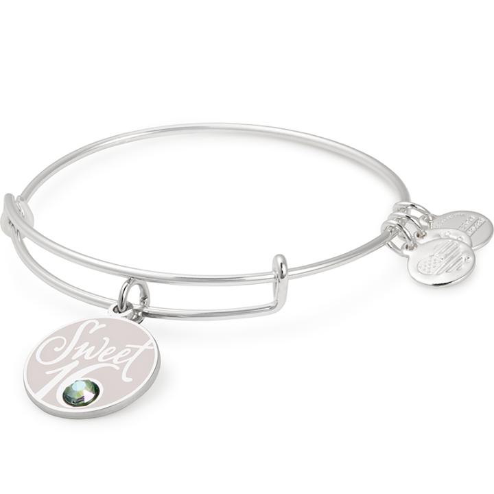 Alex And Ani Sweet 16 Charm Bangle, Shiny Silver Finish
