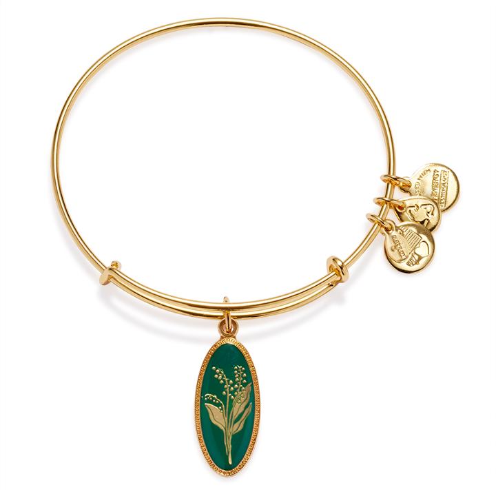 Alex And Ani Purity Of The Heart Lily Of The Valley Charm Bangle, Shiny Gold Finish