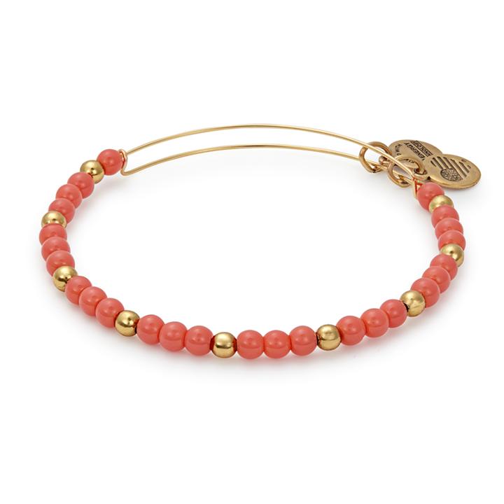 Alex And Ani Flora Beaded Bangle, Rafaelian Gold Finish