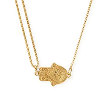 Alex And Ani Hand Of Fatima Pull Chain Necklace, 14kt Gold Plated